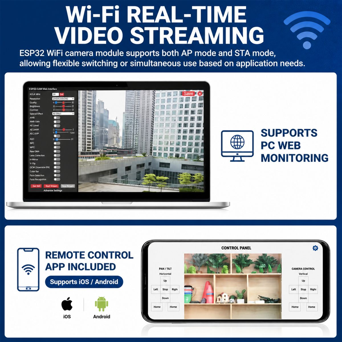 ESP32 Vision Gimbal Black remote monitoring app image