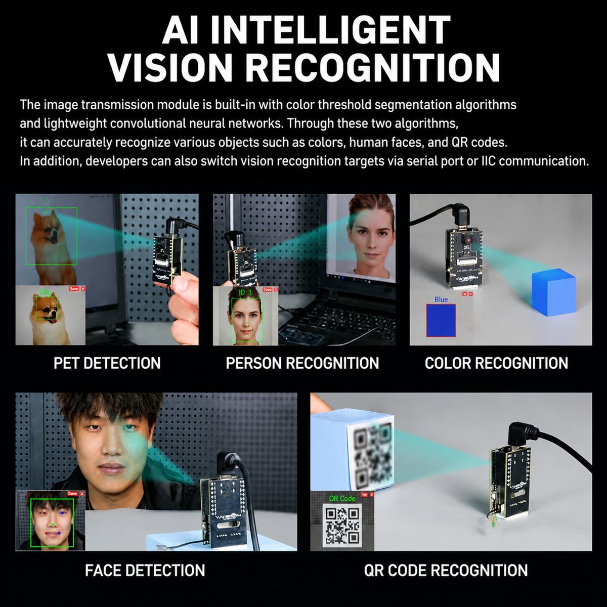 ESP32 Vision Gimbal Black AI recognition use cases
